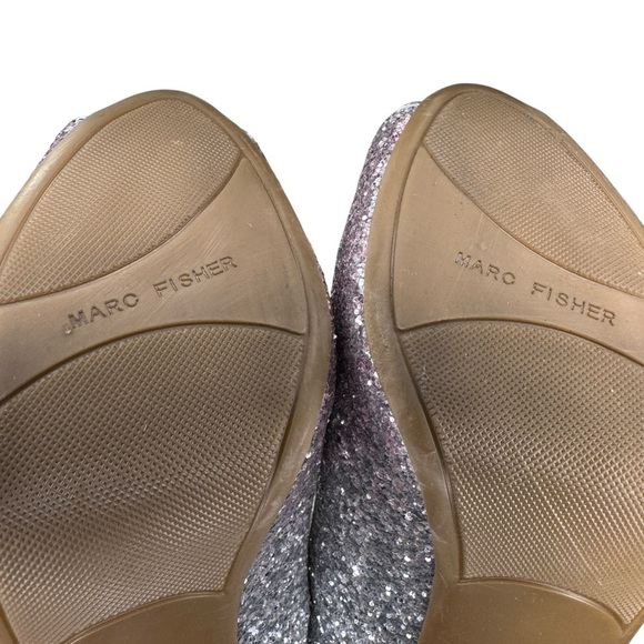Marc Fisher Harpyly Heels Pumps Sz 9.5 Silver Pink Peep Toe Sparkle Glitter - Picture 14 of 16